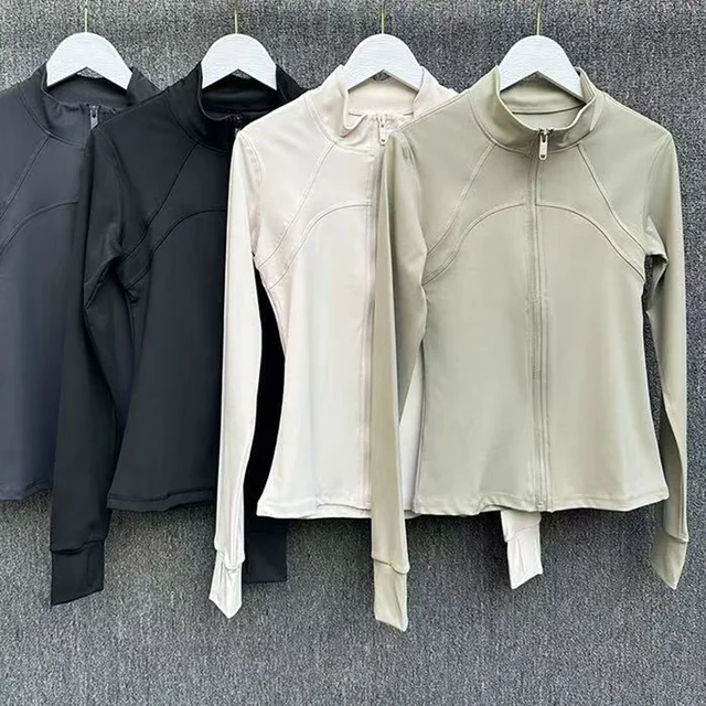 Yoga Suit Women's High-end Standing Collar Long Sleeved Sports Jacket Running Training Fitness Top Windproof Running Suit 6