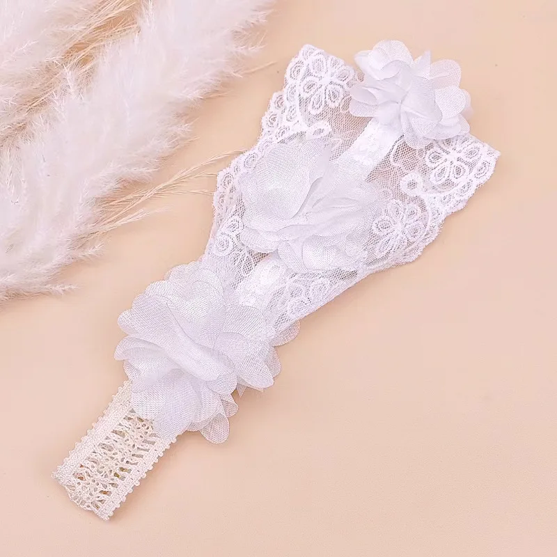 Diadema de encaje blanco para bebé y niña, adorno para el cabello con flores, bonito vestido para bebé, accesorio para el cabello fotografiado