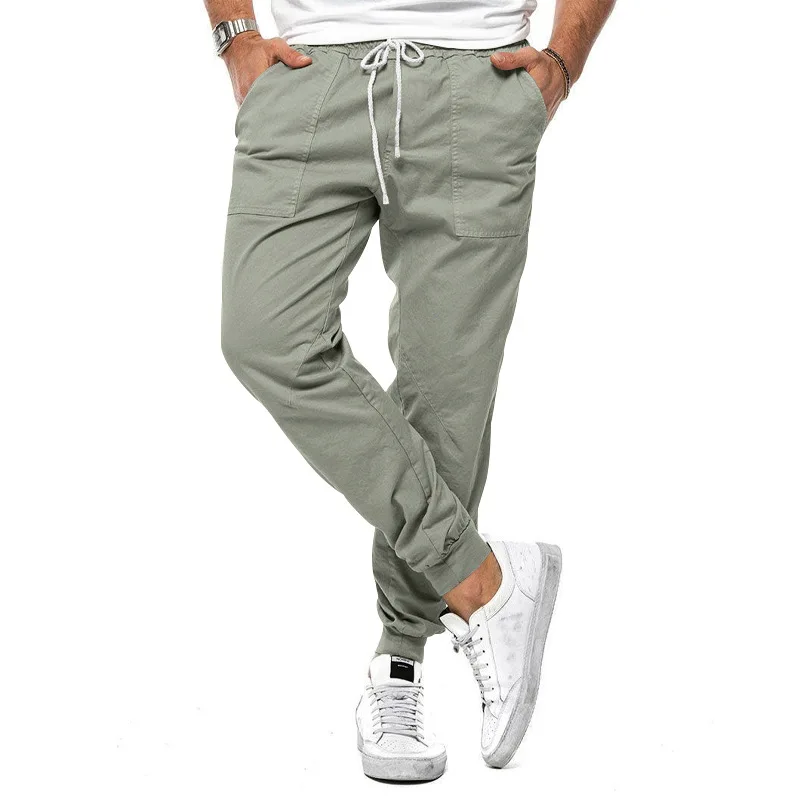 Elastic Waist Pants Men Trousers Fashionable Autumn Men's Jogger Pants Loose Wide Leg Sweatpants with Elastic Waist Drawstring