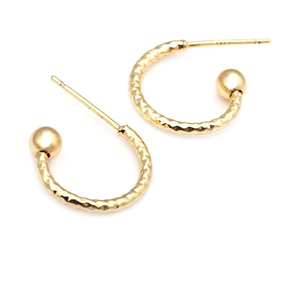 18K Gold Color Brass Ball Head Stud Earrings Pins Earrings High Quality Diy Jewelry Making Supplies Accessories for Women