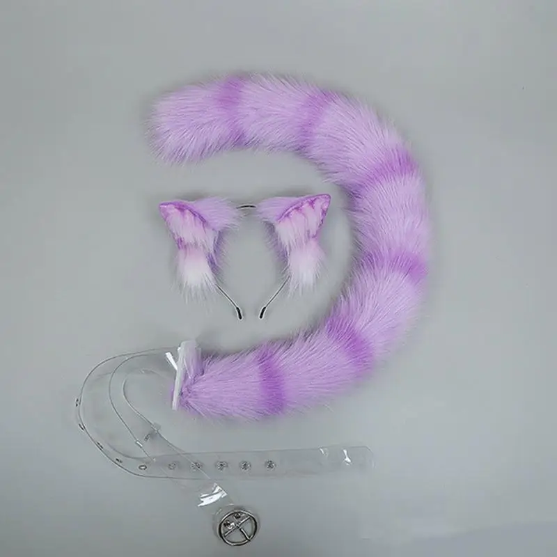 652F Biegsames Kunstfell-Set für Katzenschwanz und Plüsch-Kätzchenohren für Kostümpartys