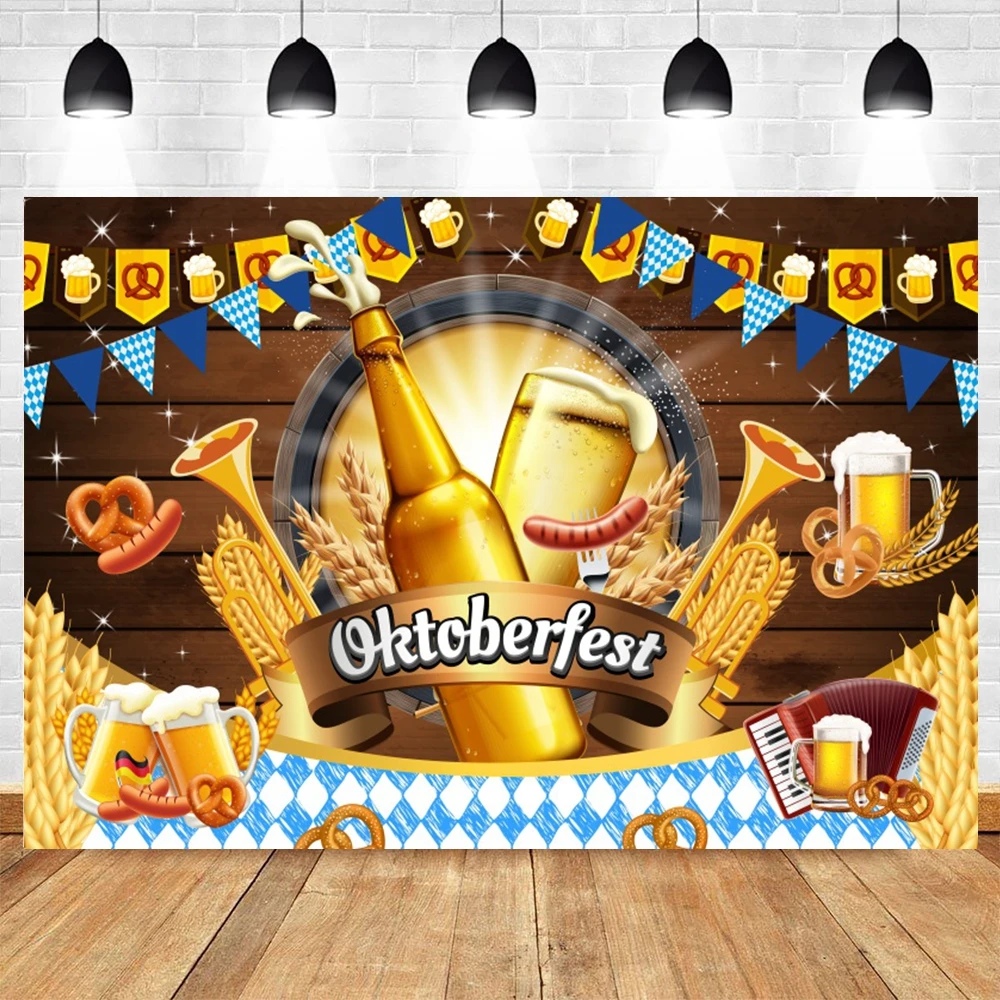 Germany Oktoberfest Photography Backdrop Food Wood Board Beer Doughnut Party Photographic Background Vinyl Photozone Banner Prop