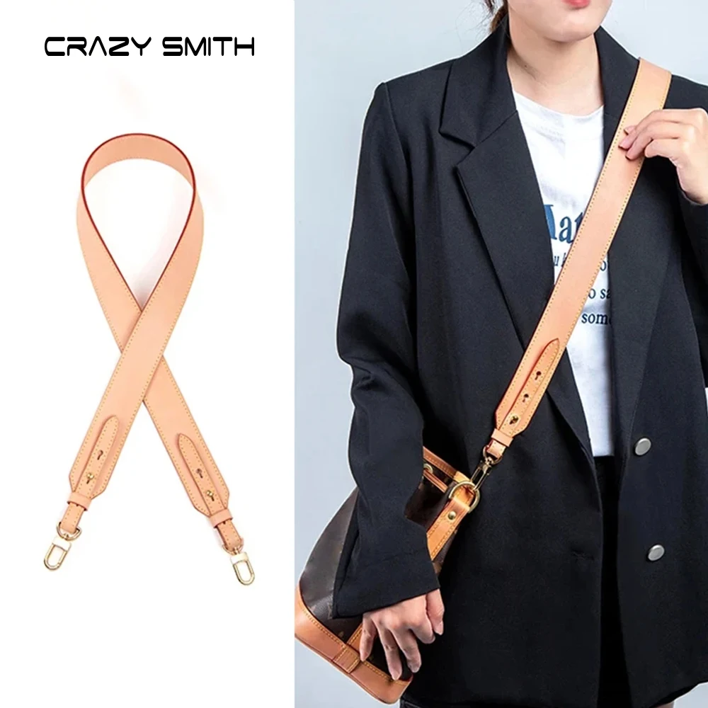 CRAZYSMITH 100% Genuine Leather Bag Strap for LV Noe Shoulder Straps Replacement Adjustable Long Belts Crossbody Bag Accessories
