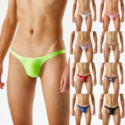 Ropa interior Sexy brillante para hombre, Mini bragas, suspensorio, Bikini de cintura baja, lencería erótica