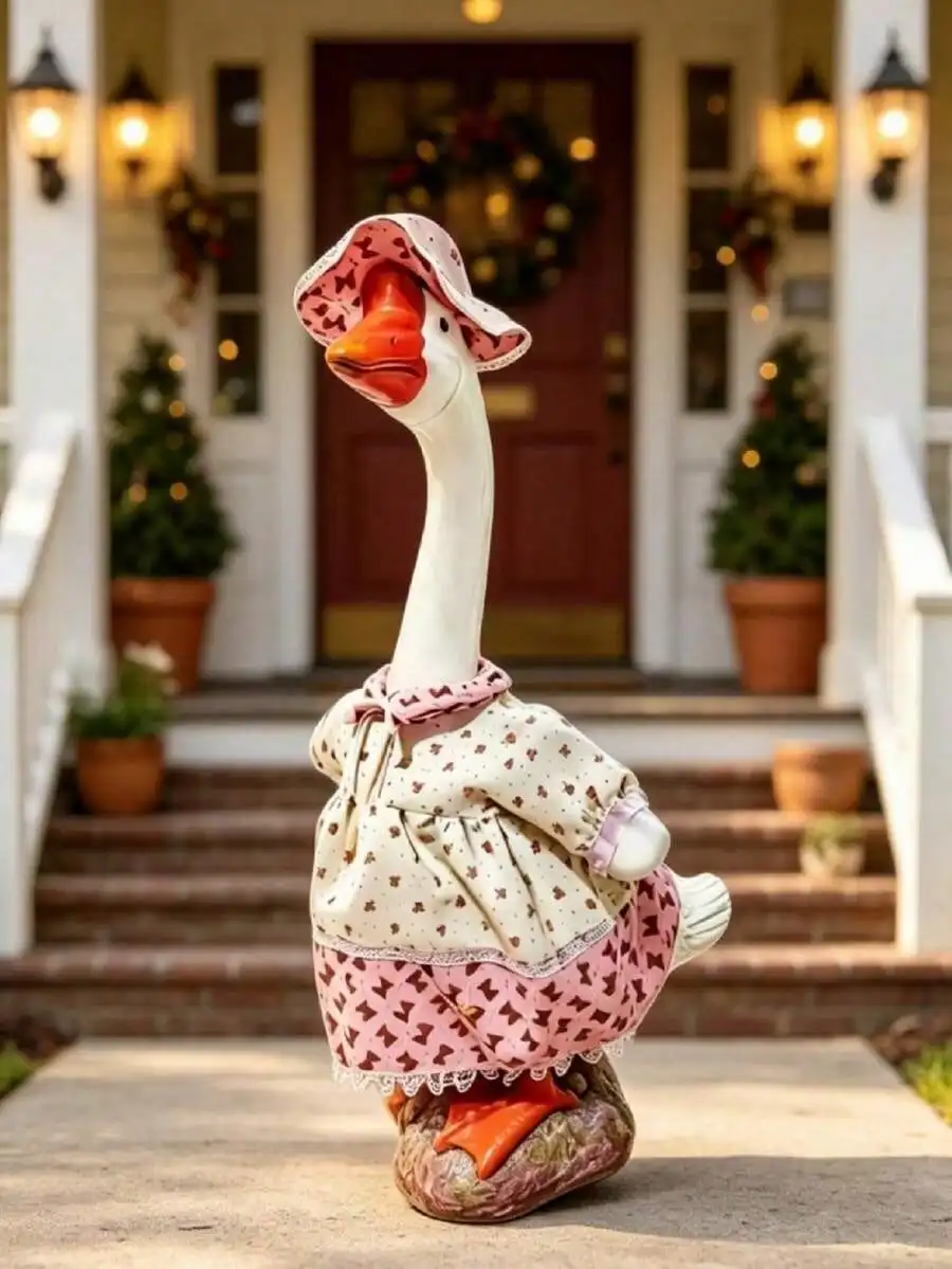 Traje de verano para pato de jardín, vestido floral de primavera y sombrero/camisa a rayas para estatua de pato de jardín de 23 pulgadas, ropa decorativa KKQM