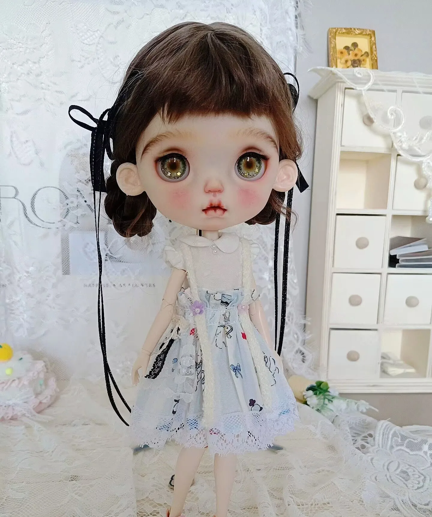 2pcs sweet carton pattern style 2025 Blythe/Landoudou Innerwear+skirt  (Fit for Lulu,ymy24,Ob22,24,26,zone, Jenny)