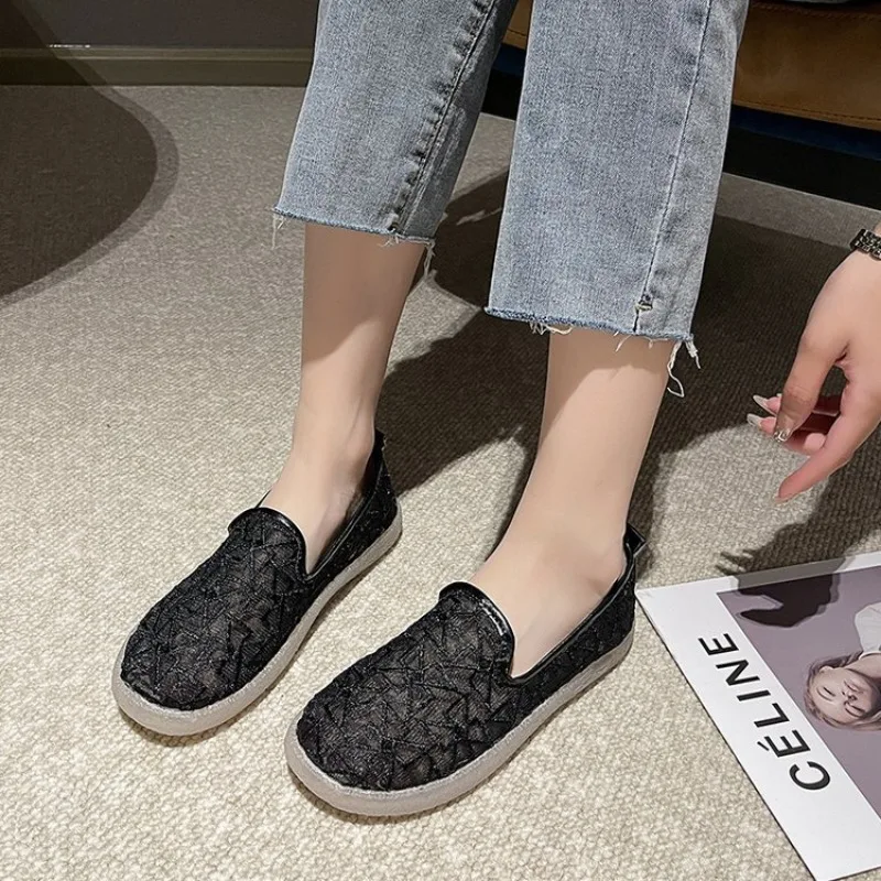 Dames Loafers Stro Vrouwen Sneakers Holle Mesh Platte Schoenen 2024 Zomer Dames Casual Comfort Slip Op Luie Schoenen Dames Dames