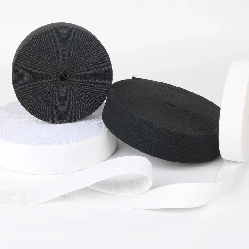 5Meters/Lot Multi-Purpose Sewing Elastic Band - High Elasticity White&Black Knit Waistband Elastic Tape 10-60mm Width