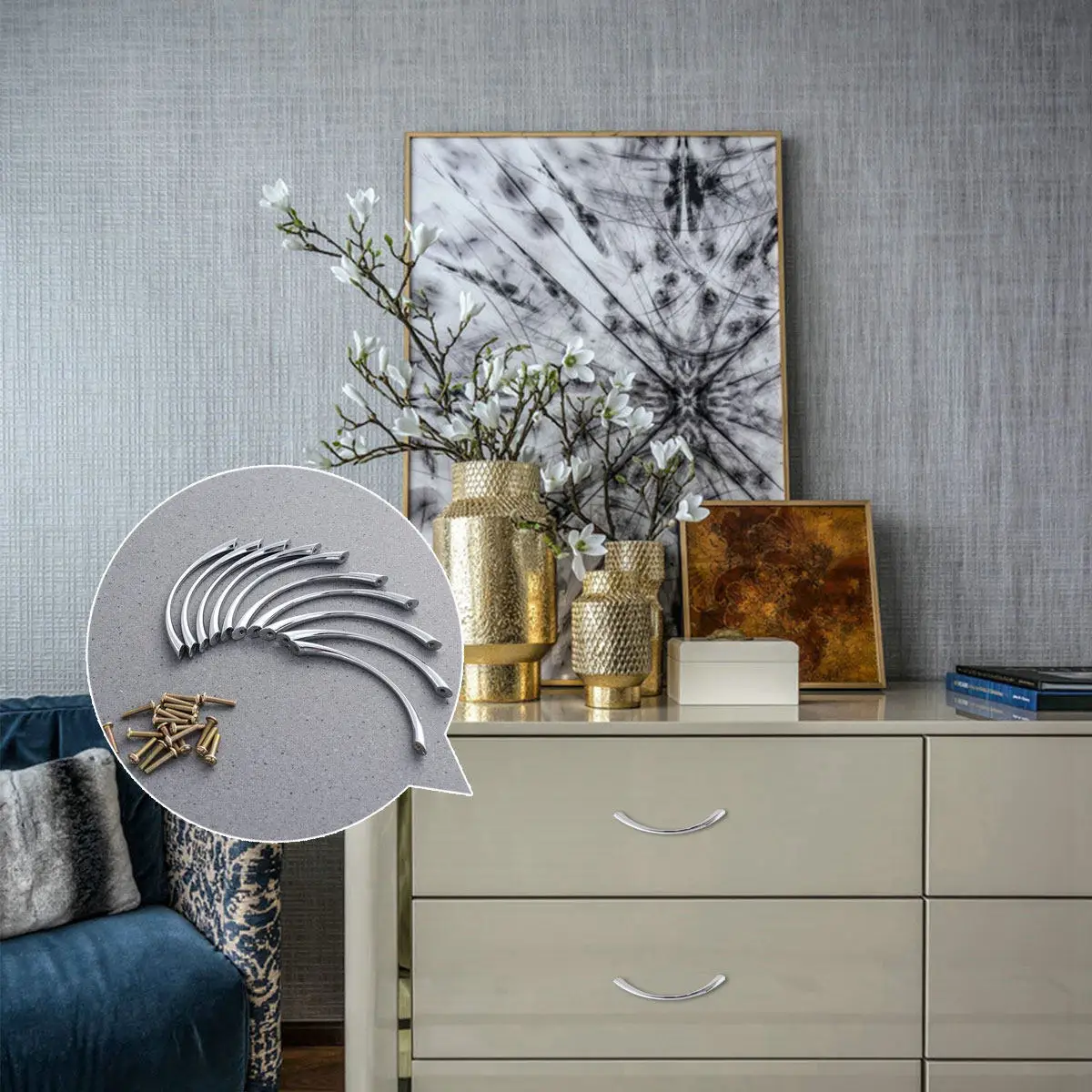 

10 шт. дугообразных ручек-кнопок из цинкового сплава, хромированные, для шкафов, ящиков, гардеробов, 43 дюйма, дугообразная ручка-кнопка из сплава