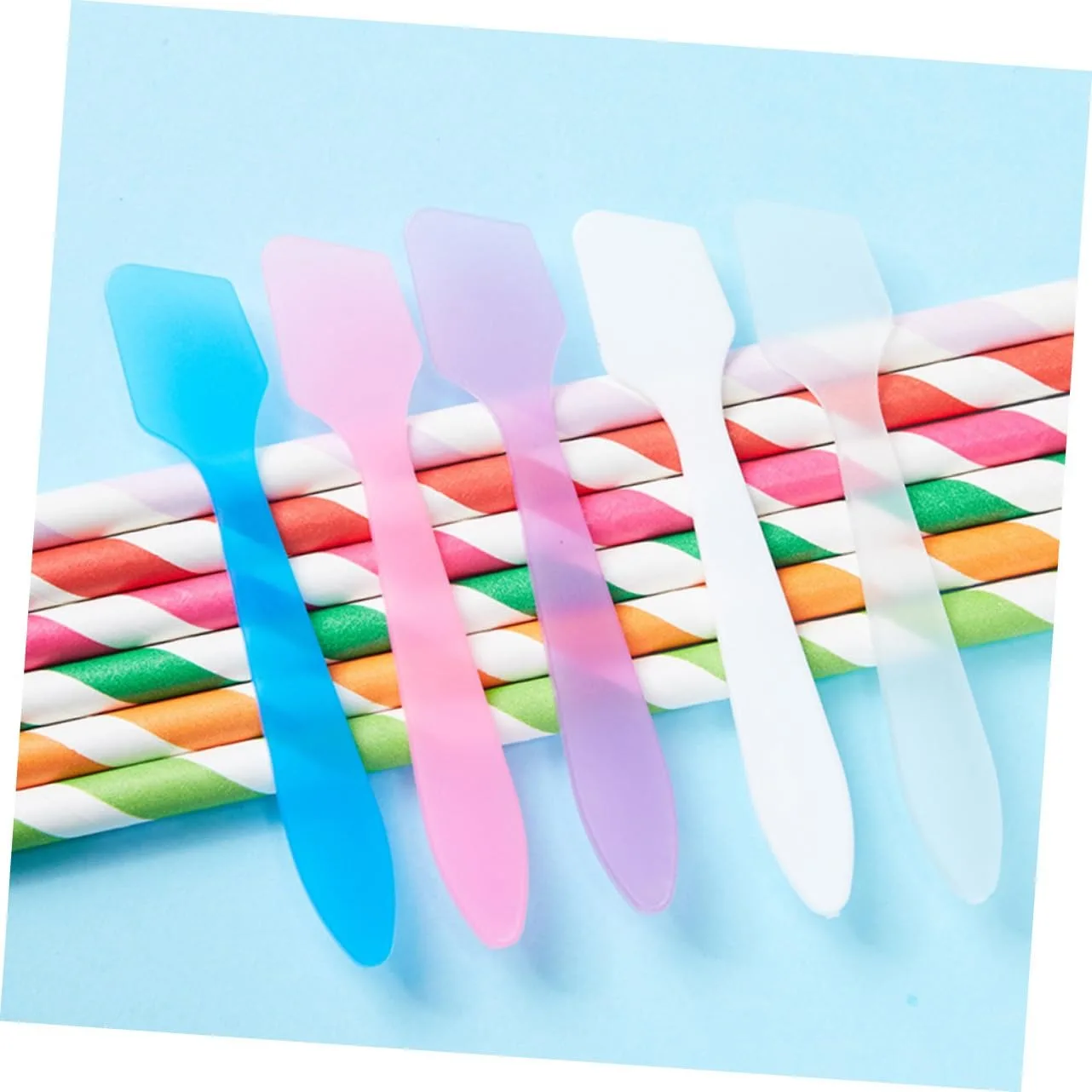 Random Color Mask Spatula Sticks 10 Pack, Mini Cosmetic Mixing Scoops, DIY Facial Mask Makeup Tools - Detail 1