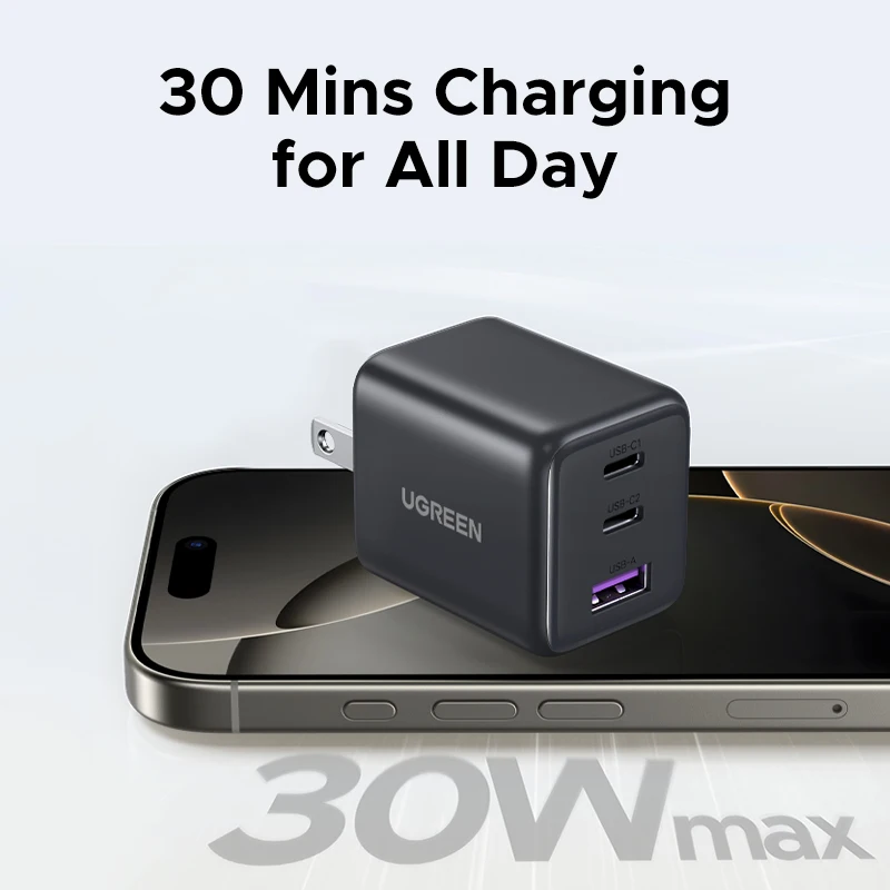 【Enchufe estadounidense】UGREEN 20W 30W GaN cargador Mini PD 3,0 USB C cargador de teléfono para iPhone 16 15 14 Pro Samsung S25 Xiaomi Tablet iPad Air foto 10