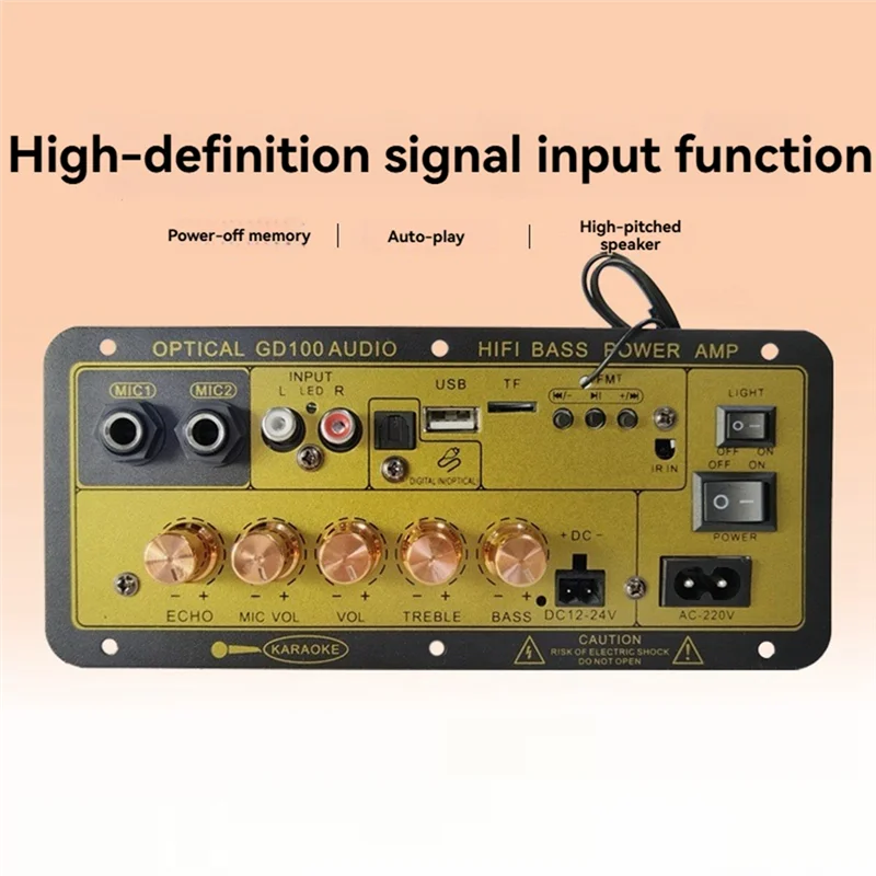 AS95-100W Bluetooth Power Amplifier Board With Optical Audio Input Home/Car Hifi Karaoke Amplifier Board EU PLUG
