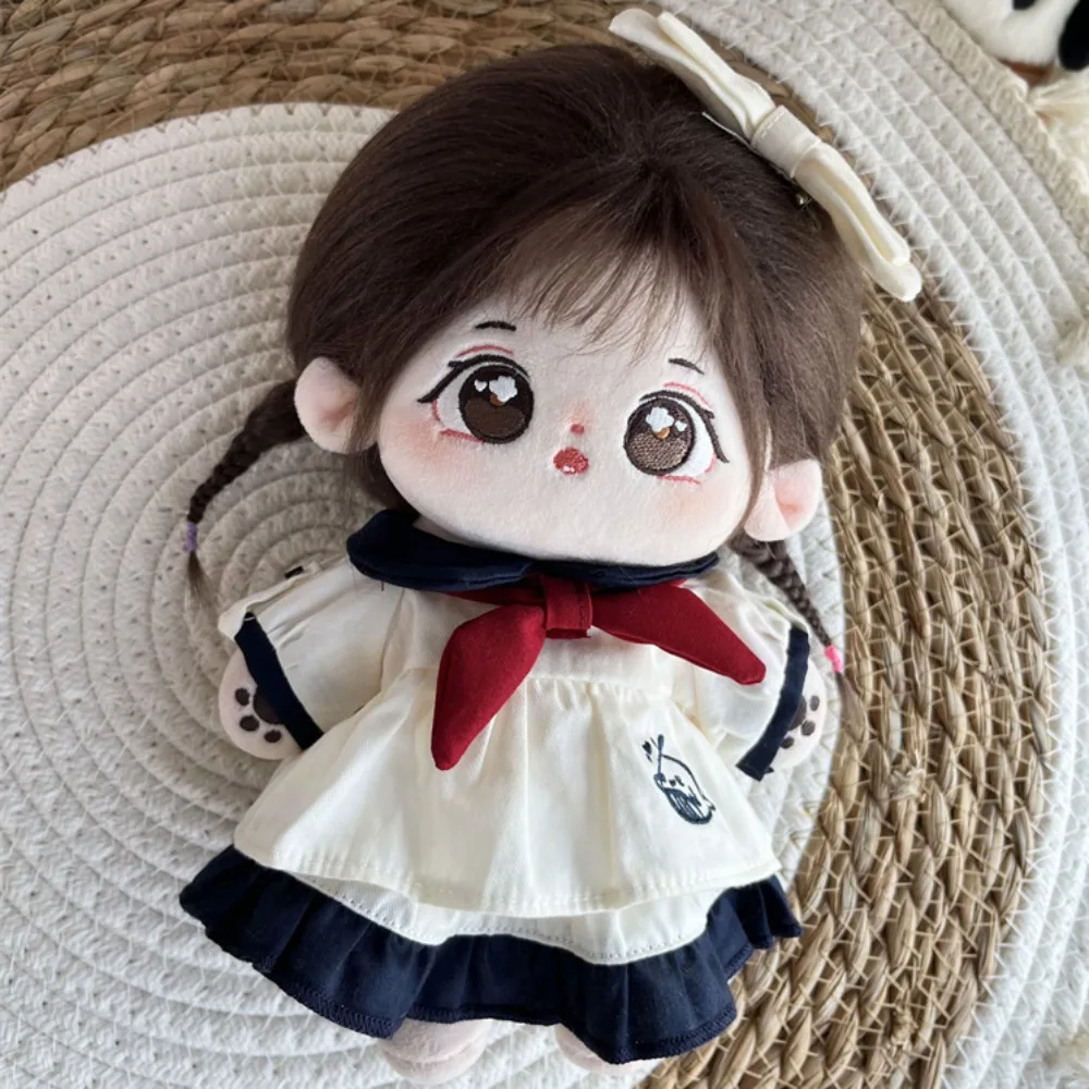 

1 set Bow Hair Band 20cm Cotton Doll Clothes Whale Pattern School Uniform Cotton Doll's Dress Mini Outfit Plush Doll Clothes