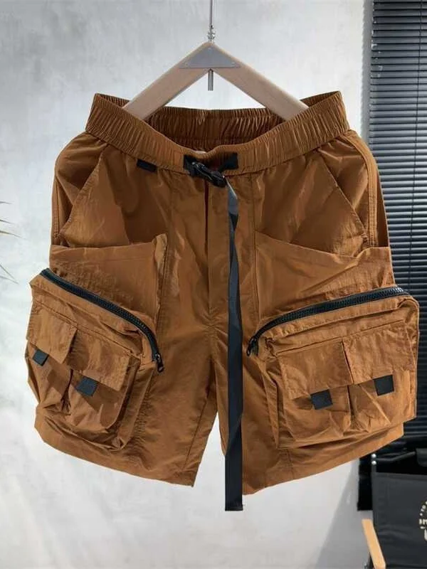 Trendy Youth Casual Pants Multi-Pocket Workwear Short Shorts Mountain System Functional Summer Fashion Straight Leg mid Waist