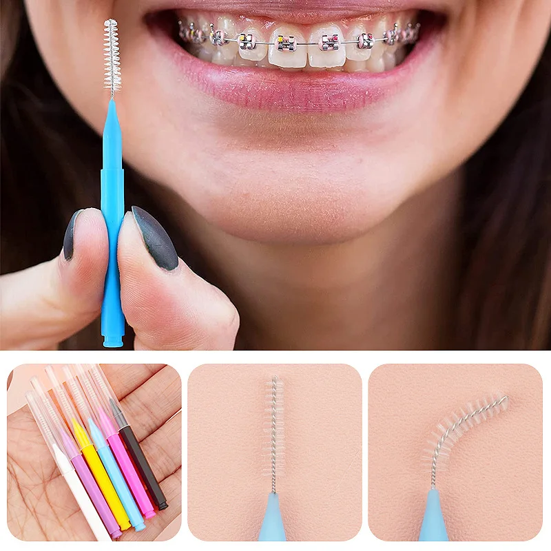 30PCS Adult Straight Interdental Brushes for Interdental Cleaning Braces and Gap Care
