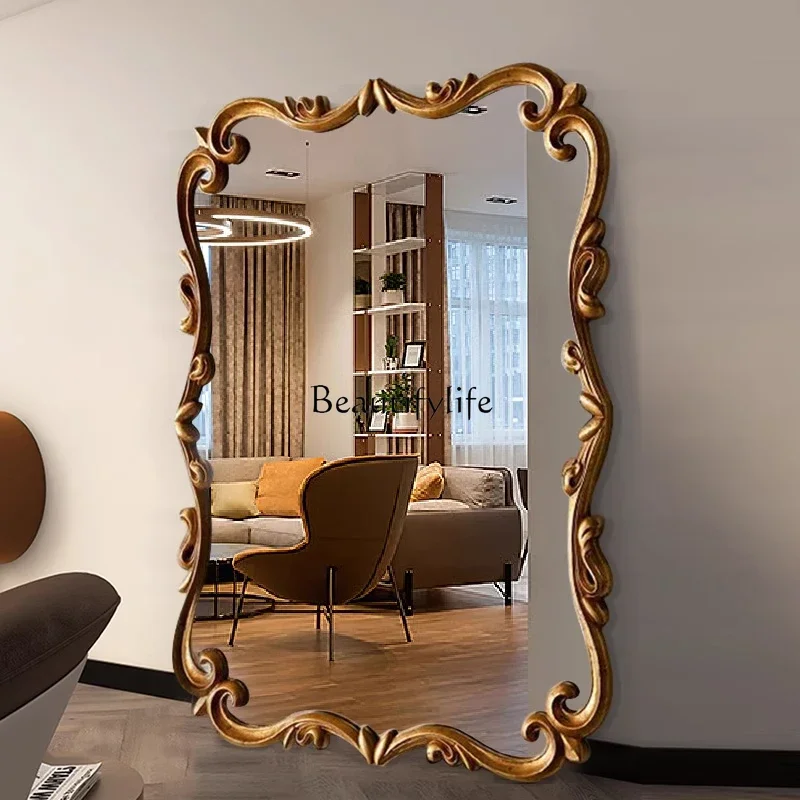 

ld14French retro full-body mirror European floor-to-ceiling dressing American wall-to-wall floor mirror