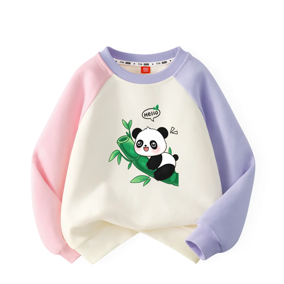 

Panda Pattern Lying on Bamboo Spring and Autumn AB Shoulder Sleeves Children's Sweater Girls Boys Autumn Top