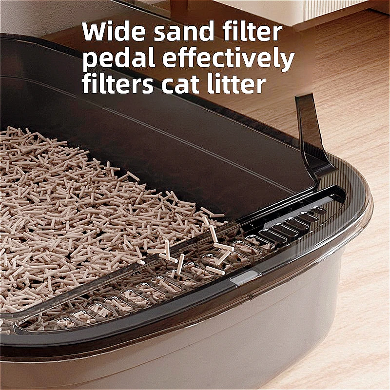 Cat Litter Box Thickening Kitty Sandbox Semi-enclosed High Side Splashproof Pet Bedpans with Litter Scoop Cleaning Cat Supplies