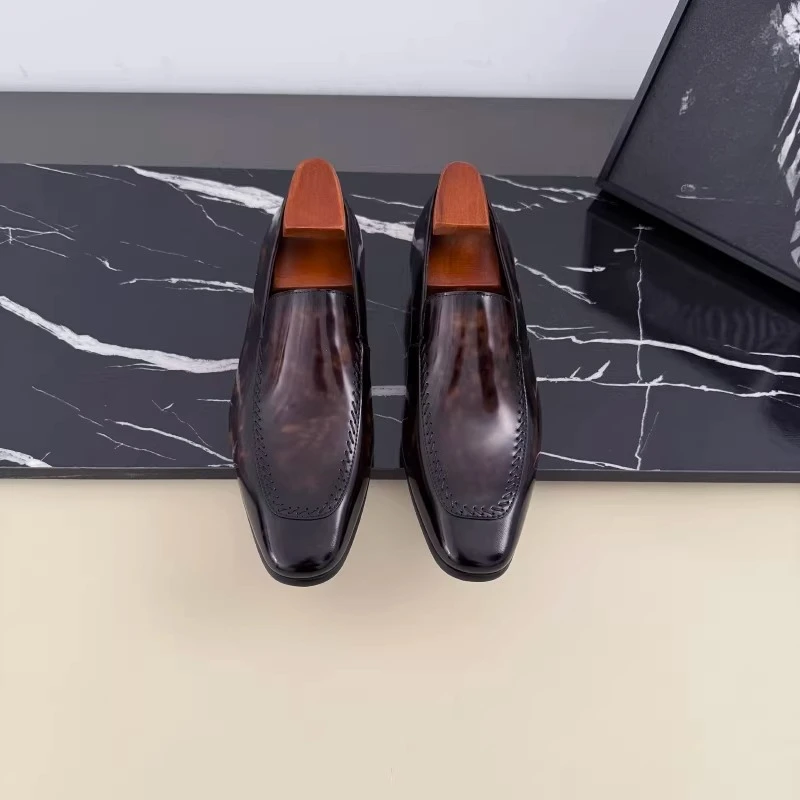 Spring and Summer New Business High-end Men's Loafers, Leather Glossy Versatile Fashion Handmade Men's Shoes
