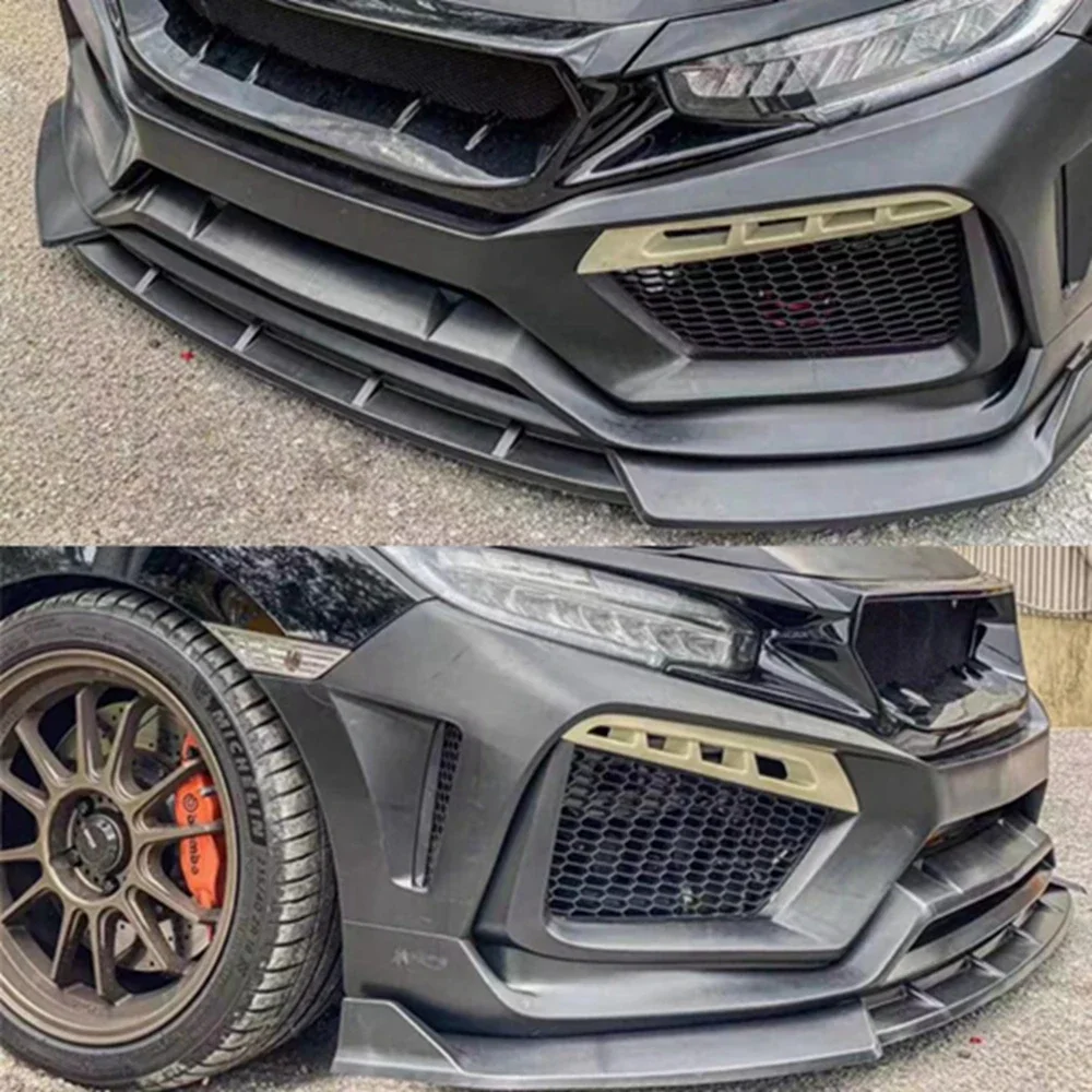 For CIVIC FC JS N1 STYLE CARBON FIBER GLASS FRONT GRILL TRIM BODY KIT FOR CIVIC FK7 FK8 TYPE-R FRP FRONT BUMPER GRILLS RACING