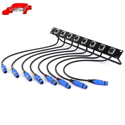 Customized 8 Way 1U Cabinet XLR Jumper Rack,Aluminum Alloy 8-Hole 3Pin XLR Female MIC Socket to Female XLR Audio Extension Cable