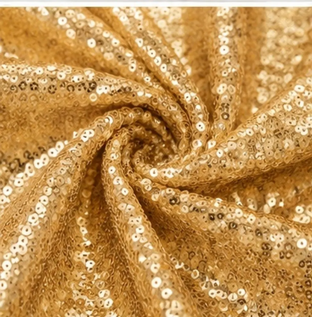 Stunning Sewn Sequin Tablecloth for Wedding Decor Hotel Banquet Party Dessert Buffet Table Linen Cover 0.8x0.8m Gold Shimmer