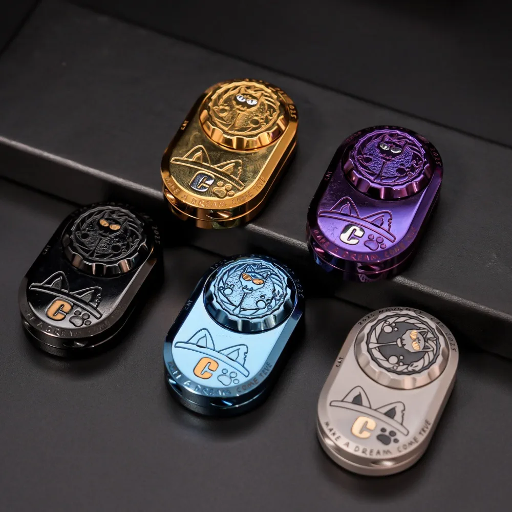 Cat God EDC's New Rhythm Stainless Steel Engraved Push-and-rotate Fingertip Decompression Desk Toy