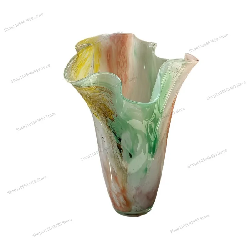 For color cabbage texture large diameter glazed vase high sense flower arrangement decorative flower ornament