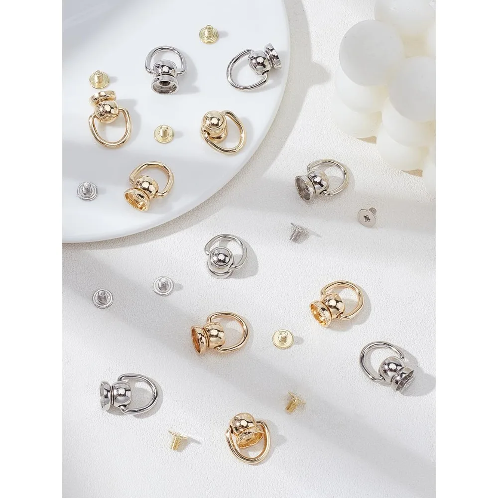 12Sets 2 Colors Alloy & Iron Ball Studs Rivets with Philip's Head Screw and Jump Rings for Phone Case DIY DIY Leather Craft