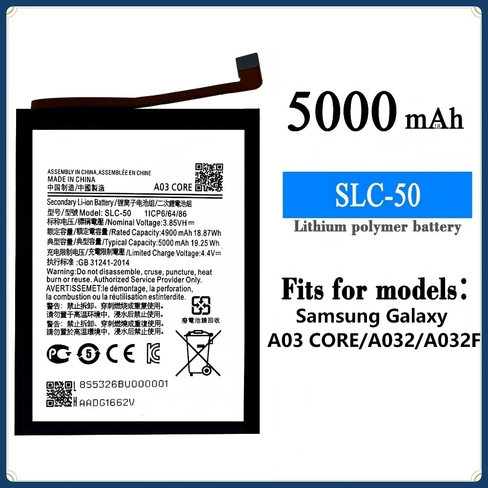 5000mAh SLC-50 Battery For Samsung Galaxy A03 CORE/A032/A032F High Capacity Long Lasting Replacement Battery Repair Spare Parts