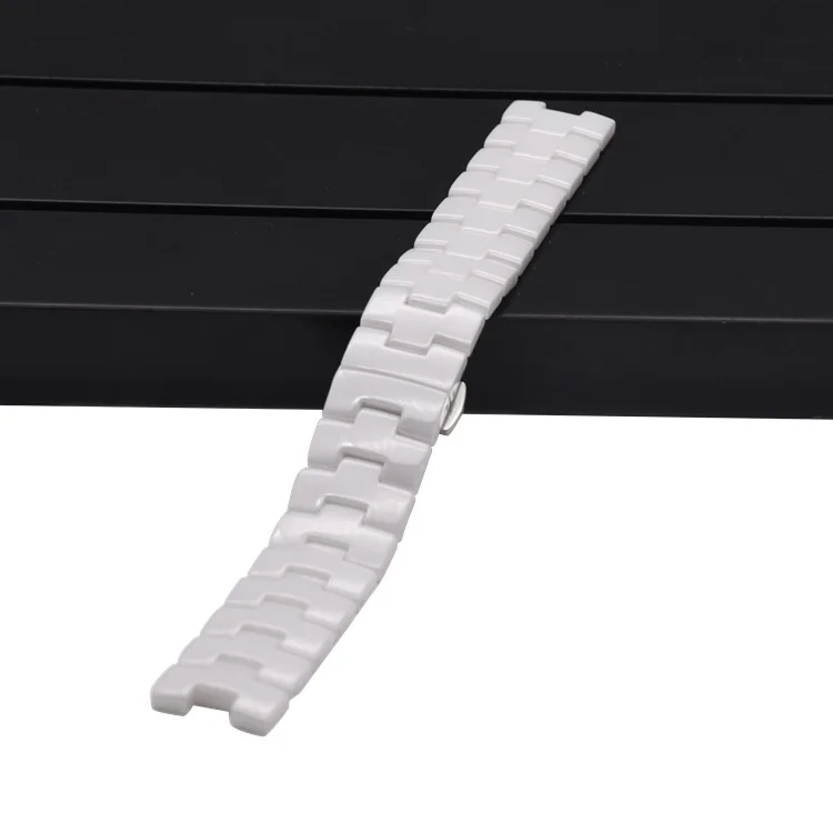 Uhgbsd Preto E Branco Cerâmica Watch Band Concave 16*6mm 18*7mm para pulseira de relógio de casal