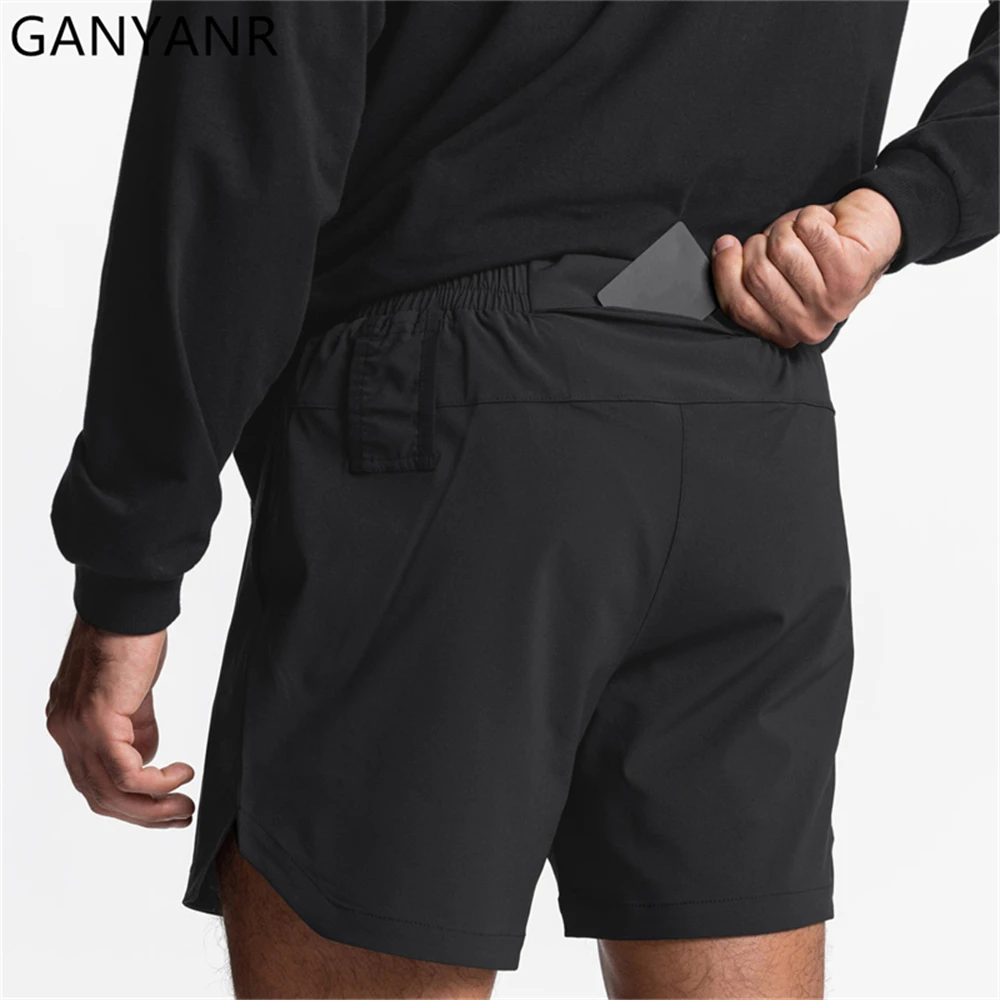 GANYANR Sportswear Running Shorts Men Basketball Gym Sports Active Wear Athletic Training Leggings Summer 2 In 1 Fitness Tights