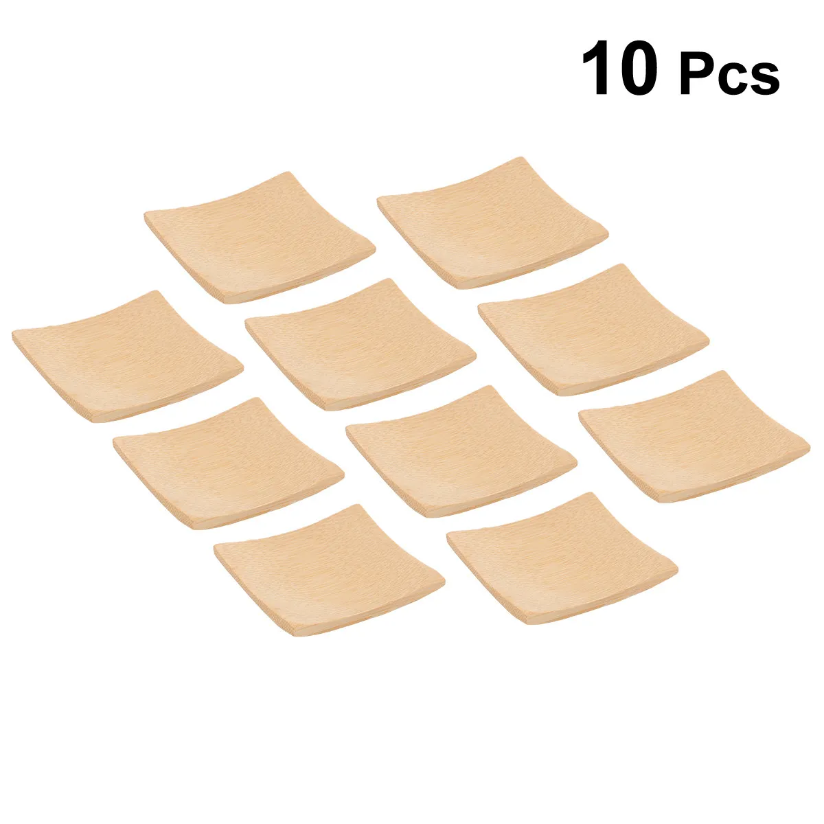 10Pcs 6x6cm Handcrafted Bamboo Sushi Tray Square Small Serving Dish Snack Dessert Fruit Cake Holder Kitchen Tool