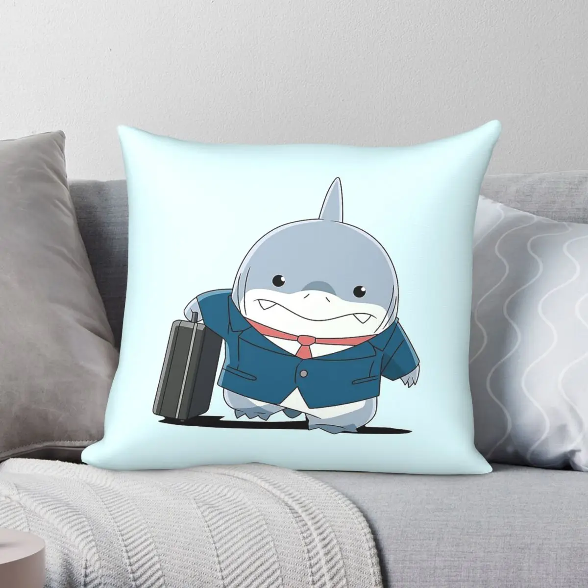 Jeff The Land Shark Business Square Pillowcase Polyester Linen Velvet Printed Zip Decor Car Cushion Cover Wholesale 45x45