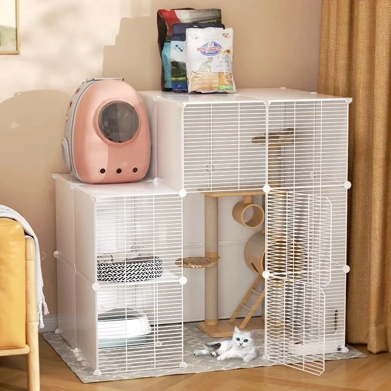 Cat Cage Super Large Free Space Multi-storey Cat House Indoor Livingroom Balcony Luxury Pet Villa Cattery Pet Supplies