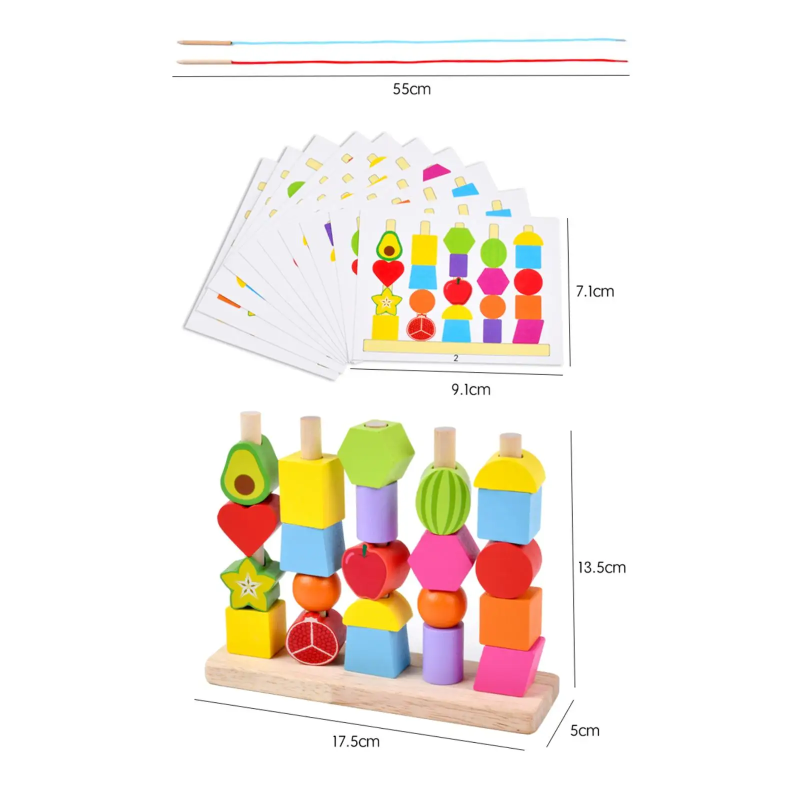 Wooden Beads Sequencing Toy Matching Shapes Stacking Toy Problem Solving Stacking Color Matching Montessori Toys for 2 3 4 5