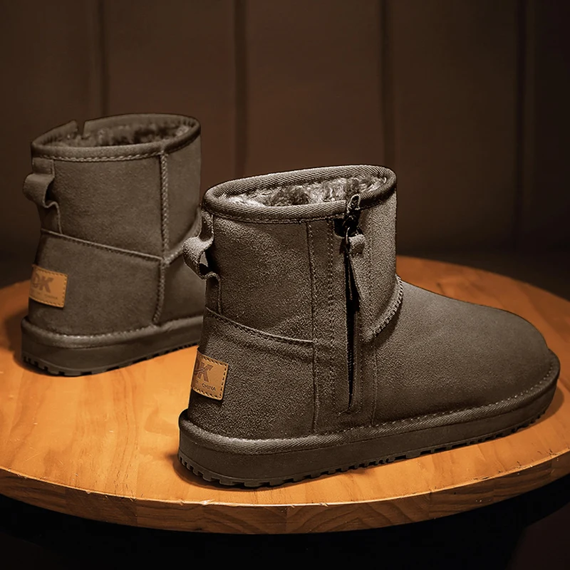CYYTL Fur Warm Mens Winter Shoes Snow Boots Casual Leather Platform Ankle Outdoor Sport Hiking Luxury Designer Cowboy Sneakers