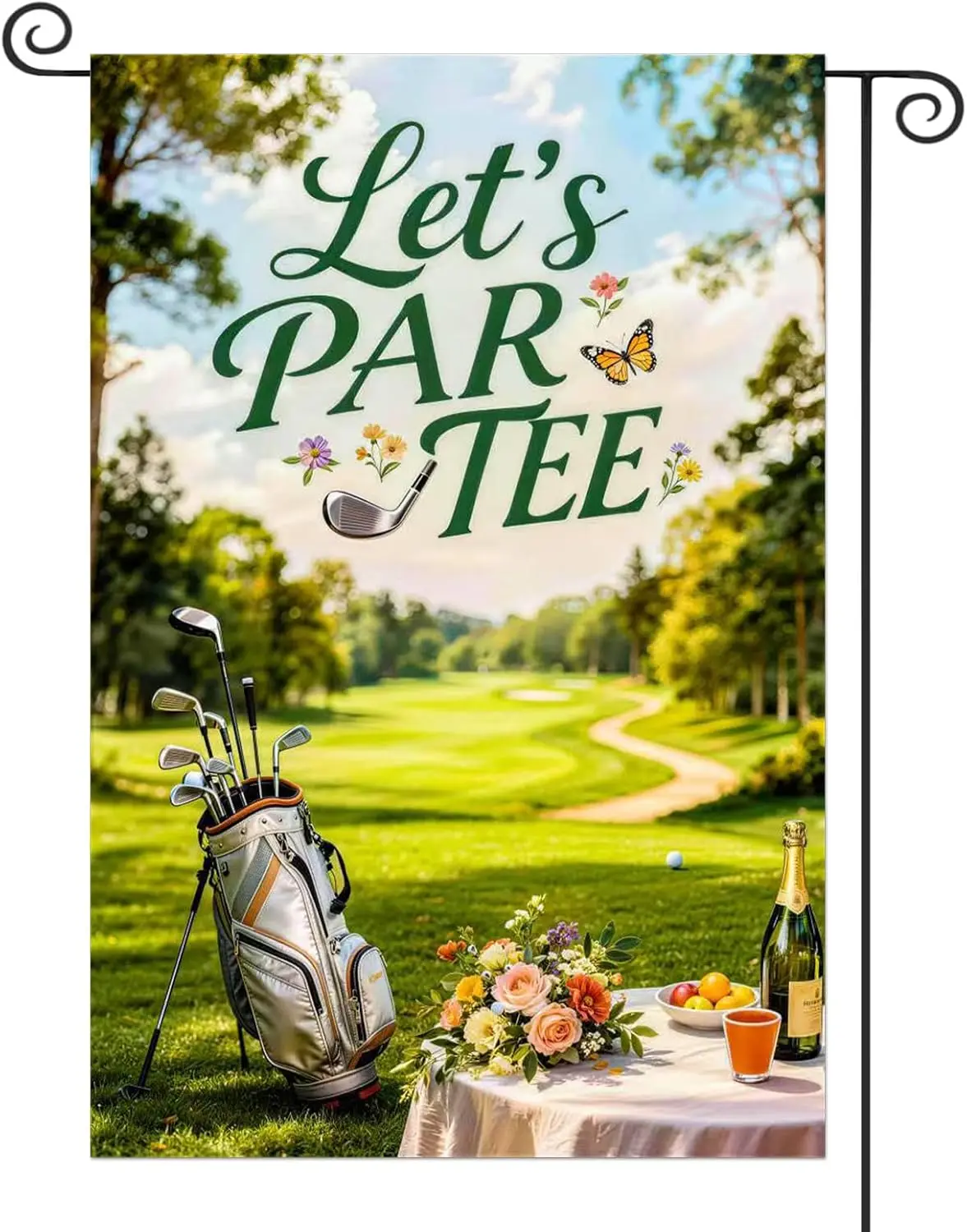 Let's Par-Tee Garden Flag, Double Sided Yard Outdoor Farmhouse Lawn Porch Decor, Golfing Birthday Party, Housewarming Gi WWP zzo