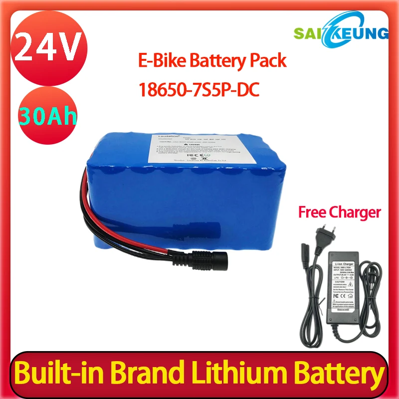 18650 24V 30ah Electric bicycle battery Rechargeable Battery 24V 20ah 10ah 40ah 50ah Smart BMS Li-ion Battery Pack with Charger