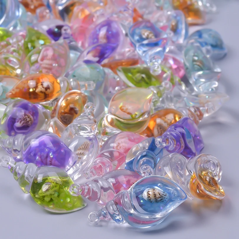 10/30/50/100pcs Resin 3D Noctilucent Conch Charms Kawaii Luminous Pendant For Jewelry Making Diy Earrings Keychain Accessories