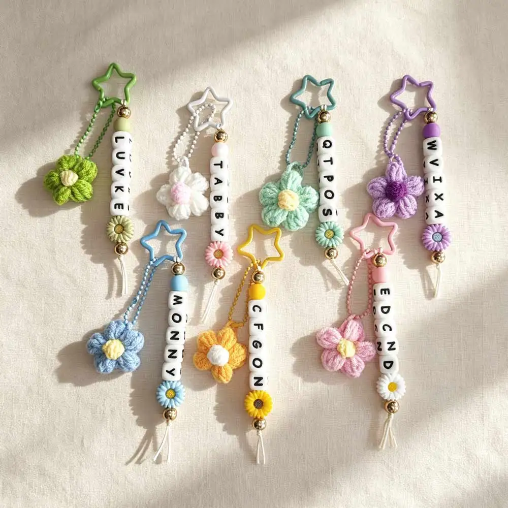 Custom Silicone Bead Keychain with Handmade Flower Charm