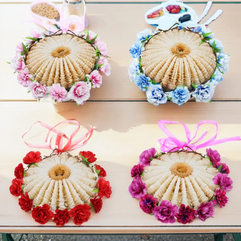 Boho Flower Wreath Headbands Garland Elegant Sweet Girls Hair Bands Birthday Wedding Party Hair Hoop Headdress Hair Accessories