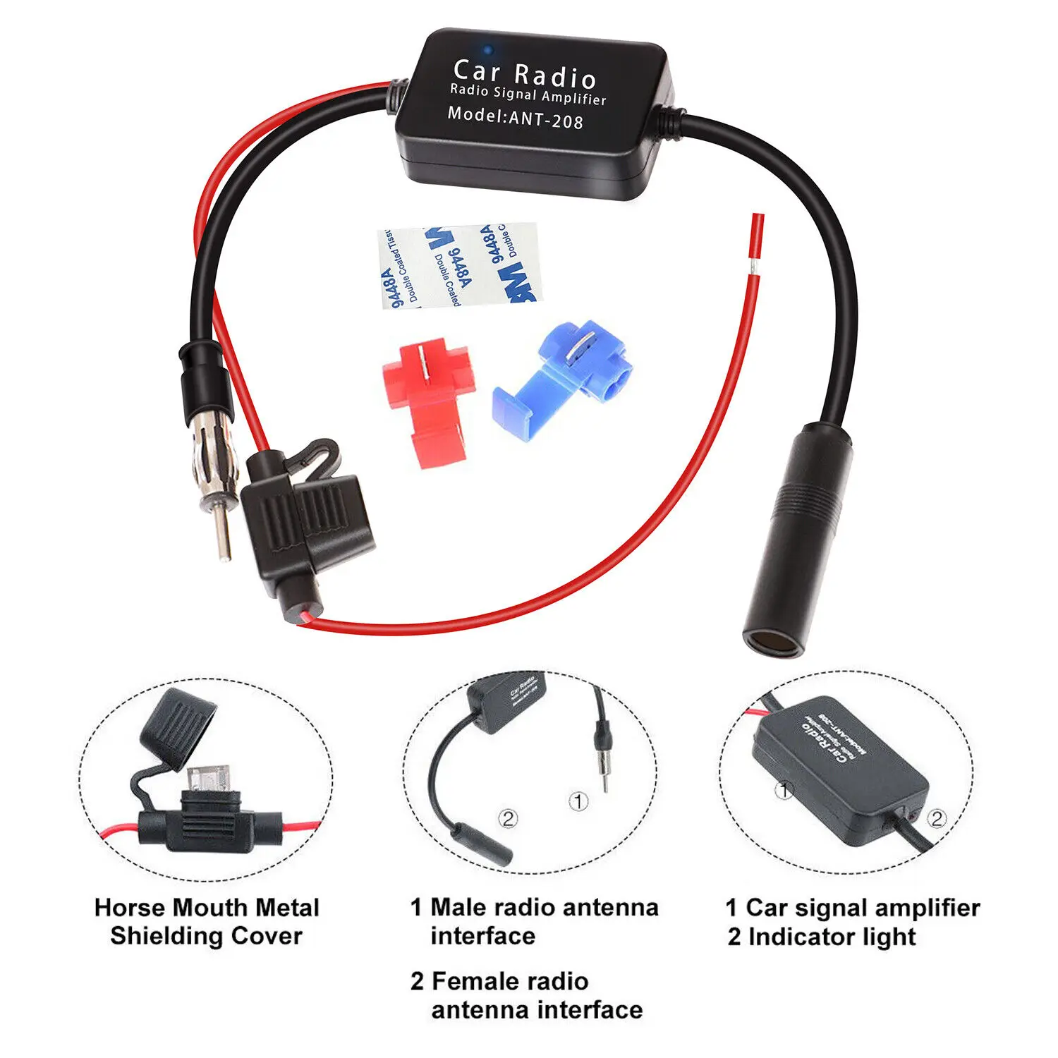 12V Car Radio Antenna FM/AM Radio Signal Amplifier Booster Anti-interference Car Antenna Aerials Universal FM Booster Amp 2022