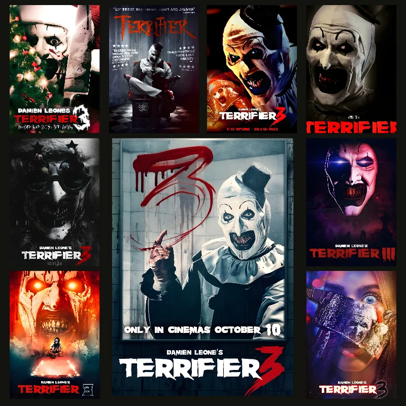 

Terrifier 3 2 Movie Poster Self-adhesive Art Waterproof Paper Sticker Coffee House Bar Room Wall Decor