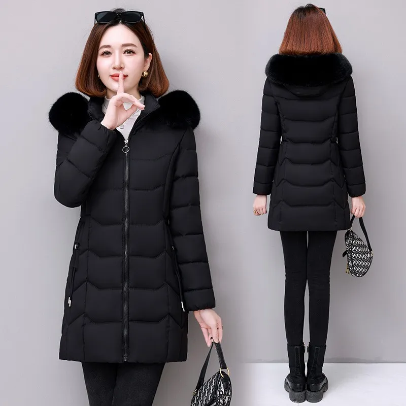 New Down Cotton-Padded Jacket Women Long Winter Parkas Thick Fashion Outwear High-End Hooded Warm Cotton Padded Coat Female