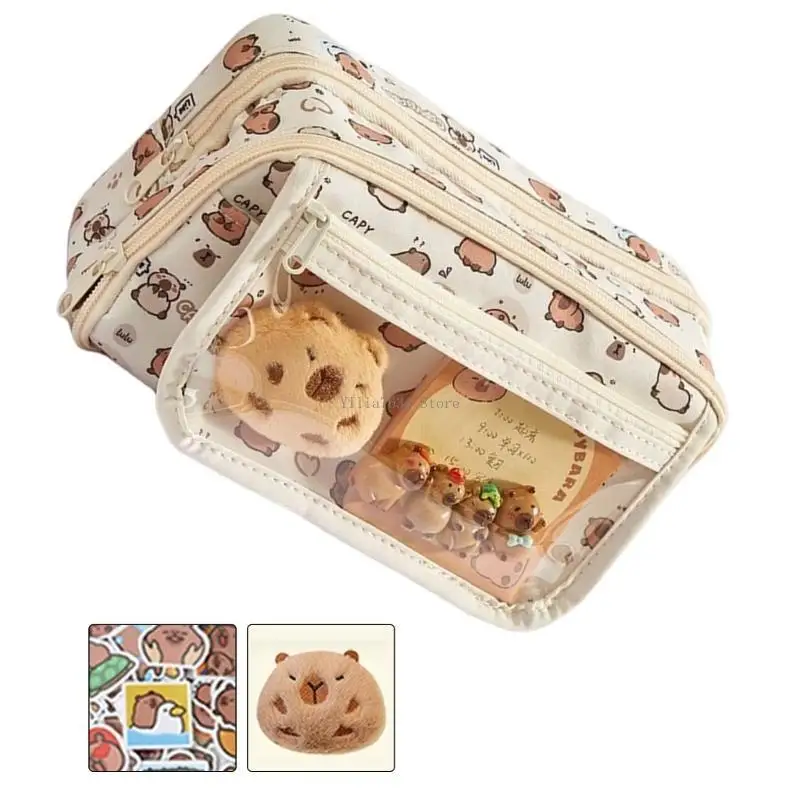 

Многослойная сумка-карандаш, пенал большой емкости, сумка для ручек, капибара, пенал для карандашей