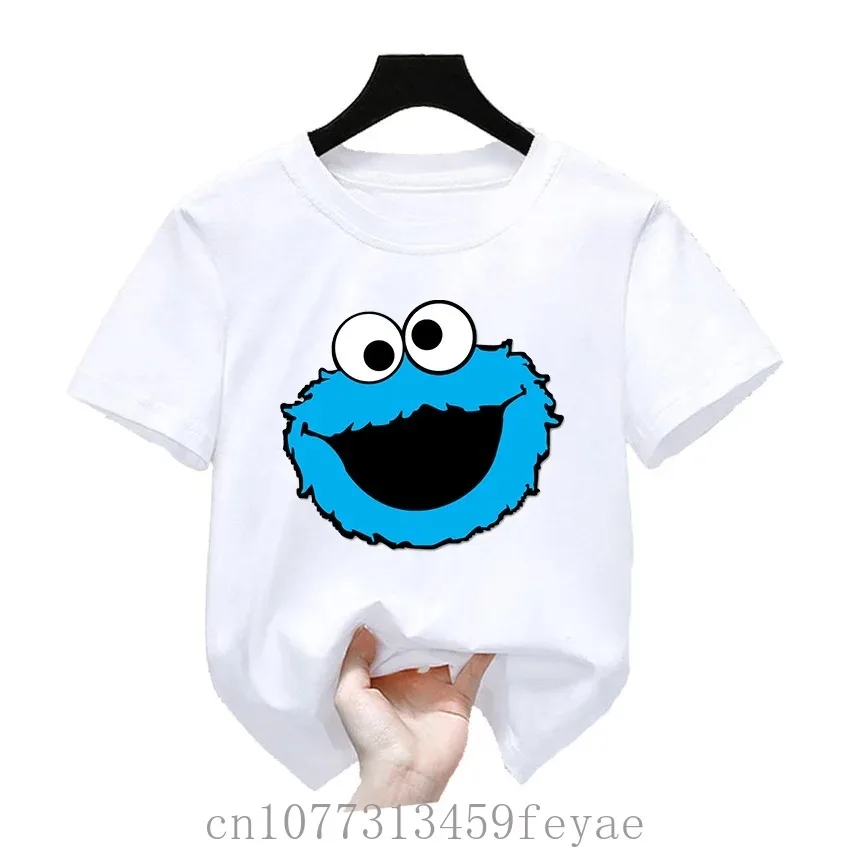 Cotton Cute Cartoon Kids T-Shirts Short Sleeve Tops Sesame Street Polyester Quick Dry Design Print Boys Girls Funny Summer Tops