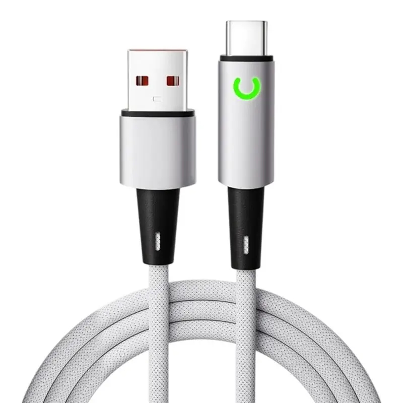 31BA 240W USB-A to Type C Cable with Fabric Cover and Light for Daily Charging