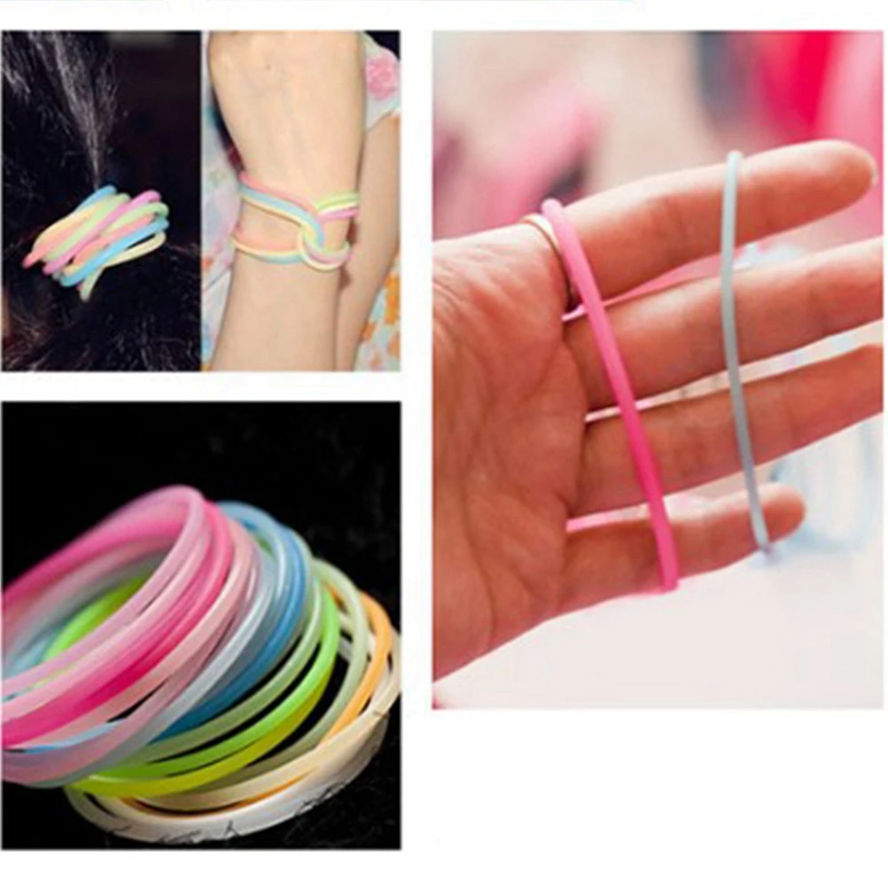 Bracelet en gelée colorée, 50 pièces, bâton lumineux en caoutchouc, farineux, cadeaux mignons, Bracelets néon