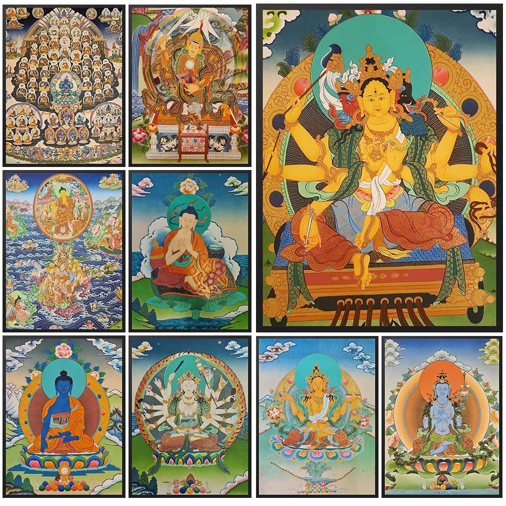 Buddha Bodhisattva Thangka Hinduism Buddhism Religion Wall Pictures For Living Room Poster Wall Art Canvas Painting Unframed